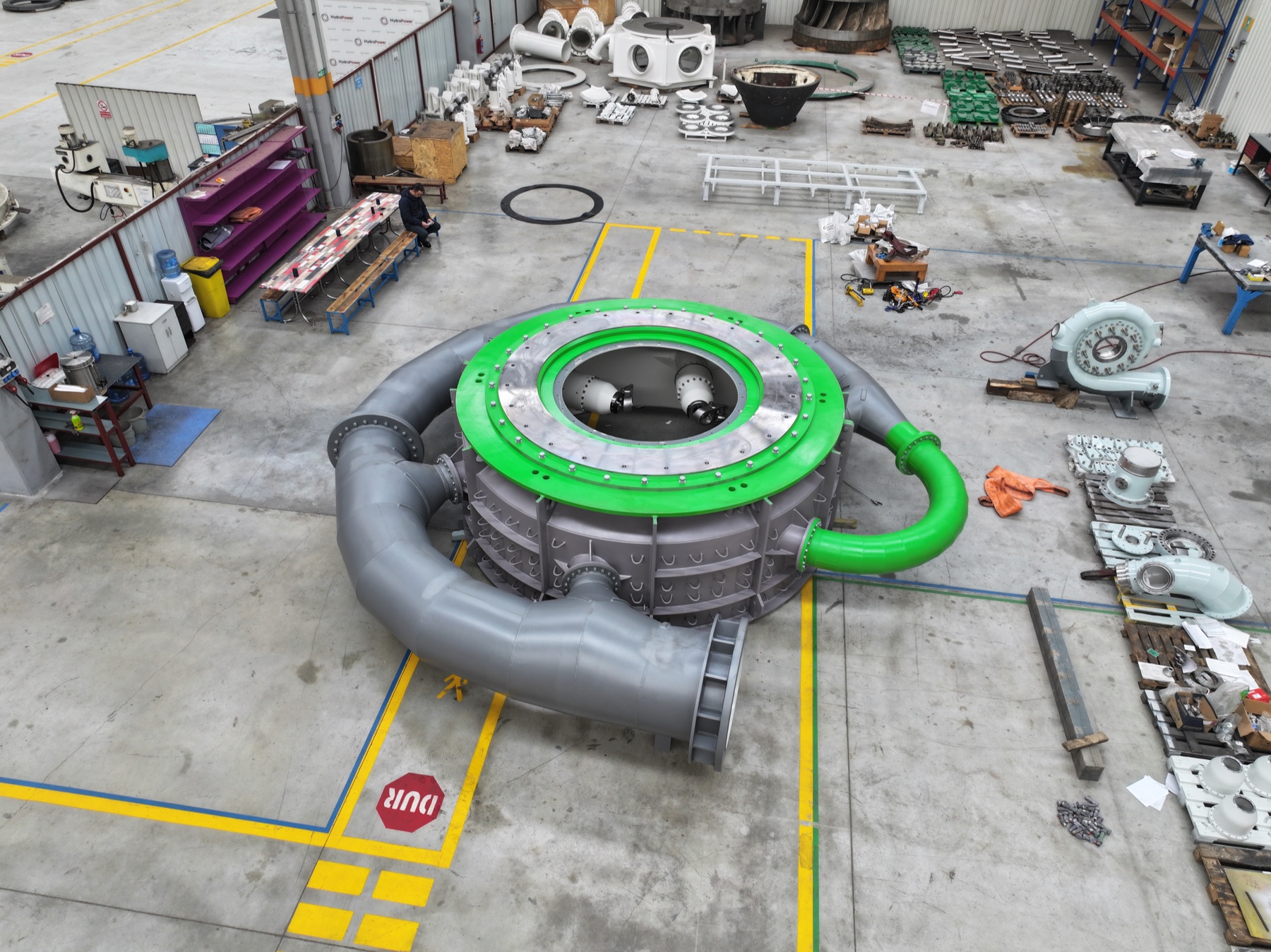 HydroPower turbine assembly on the production floor